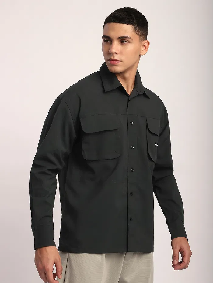 Black Baggy Pocketed Shirt