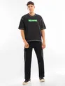 Black BEYOUNG Puff Print Oversized T-shirt
