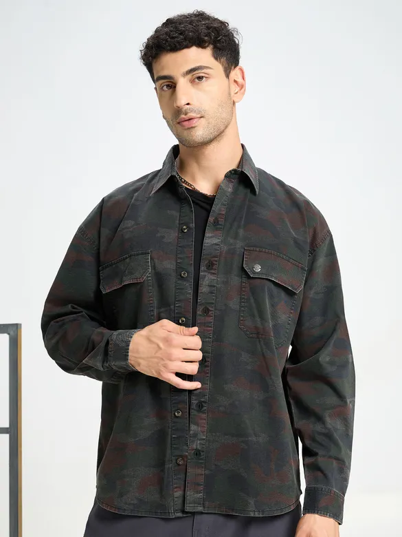 Black Camo Print Shirt