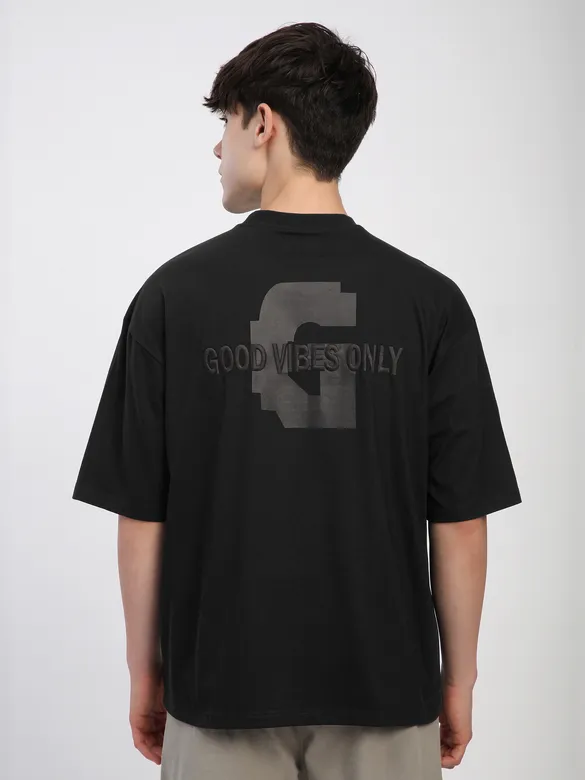 Black Chest Patch Oversized T-Shirt