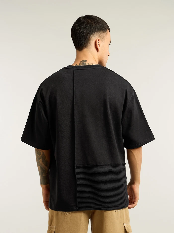 Black Cut And Sew Oversized T-Shirt