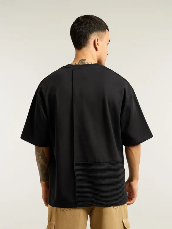 Black Cut And Sew Oversized T-Shirt