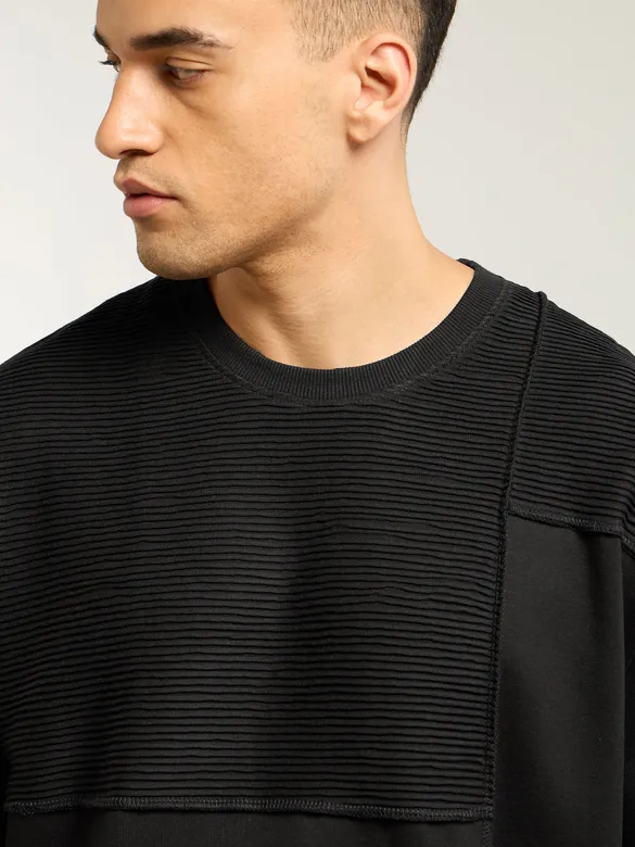 Black Cut And Sew Oversized T-Shirt