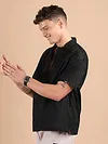 Black Cutwork Jacquard Cuban Shirt
