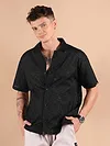 Black Cutwork Jacquard Cuban Shirt