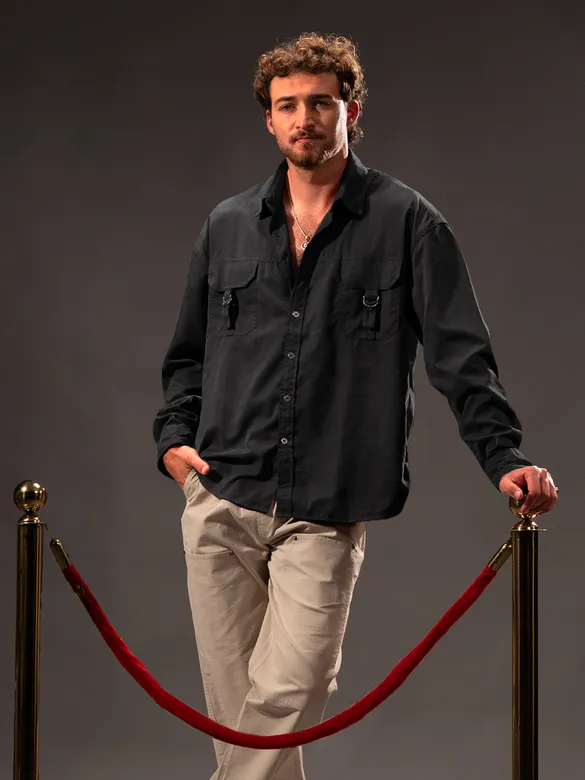 Black D-Buckle Cargo Shirt