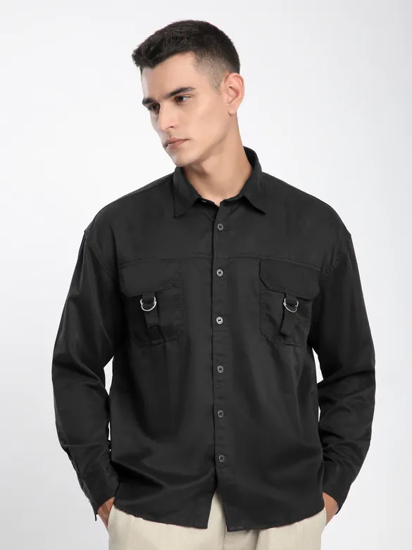 Black D-Buckle Cargo Shirt