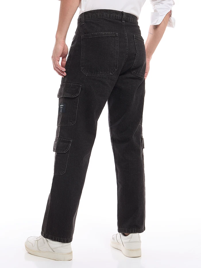 Black Denim Baggy Cargo Pants