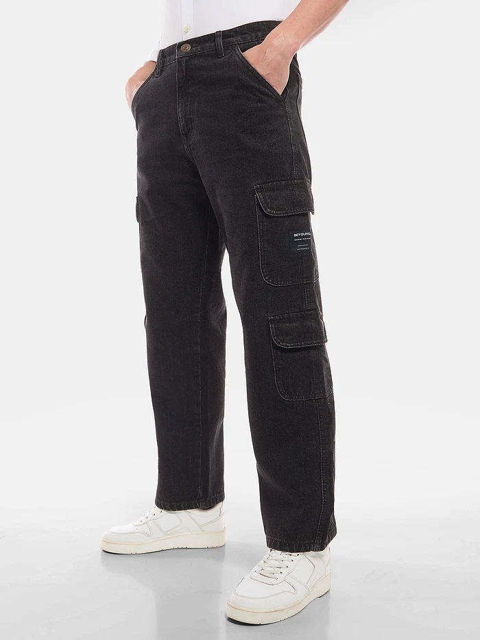 denim oversized cargo pants, 