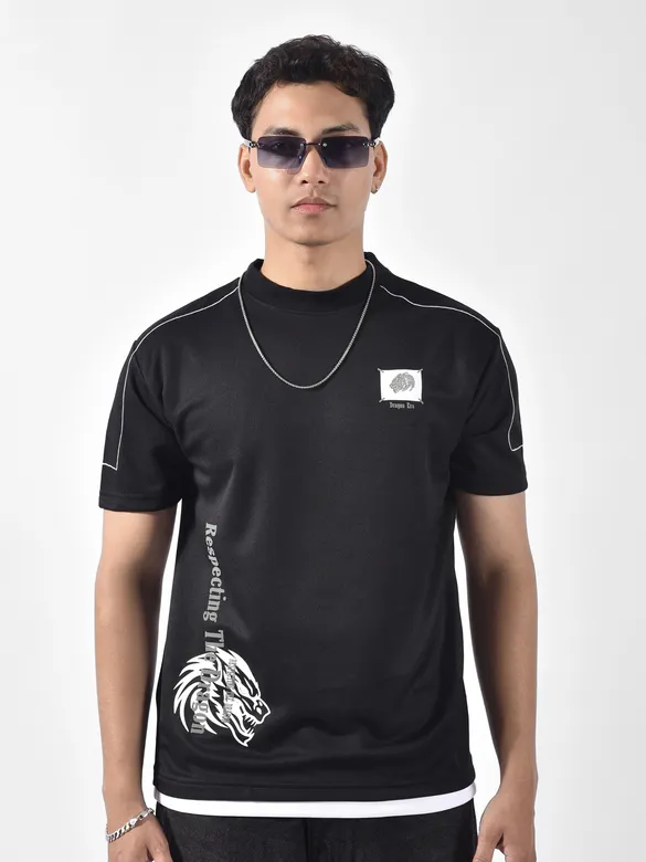 Black Dragon Era HD Print Oversized T-Shirt