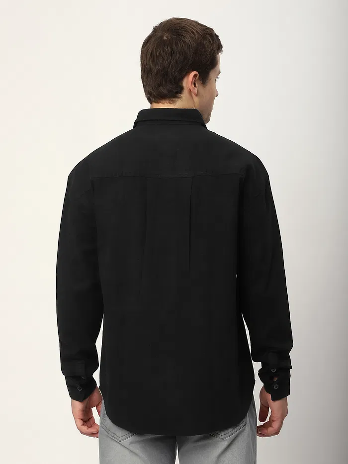 Black Dual Patch Color Block Shirt