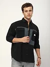 Black Dual Patch Color Block Shirt