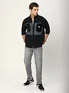 Black Dual Patch Color Block Shirt