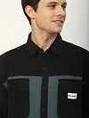 Black Dual Patch Color Block Shirt
