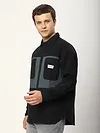 Black Dual Patch Color Block Shirt