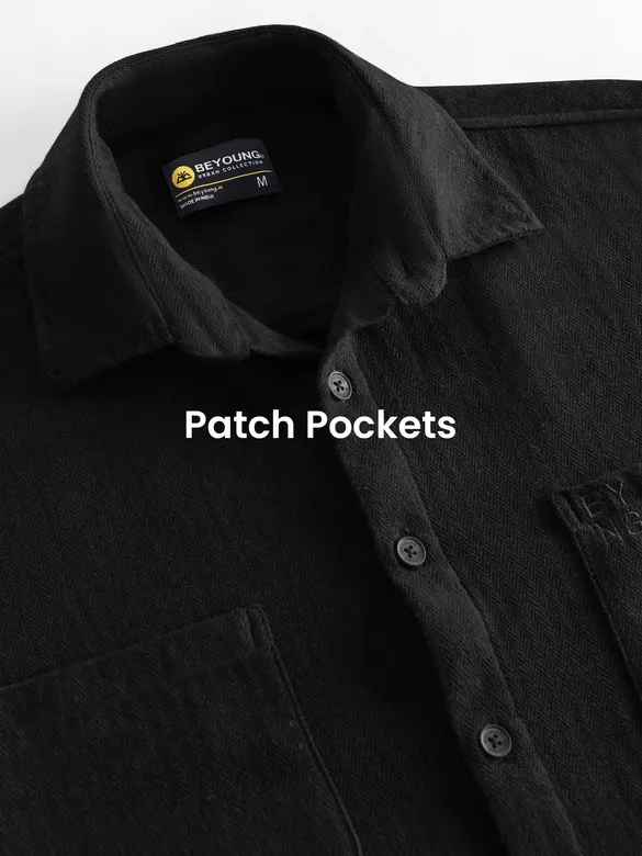 Black Dual Pocket Cotton Shirt