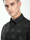 Black Fur Geometric Textured Shirt