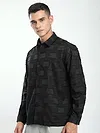 Black Fur Geometric Textured Shirt