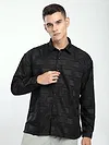 Black Fur Geometric Textured Shirt