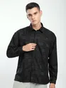 Black Fur Geometric Textured Shirt