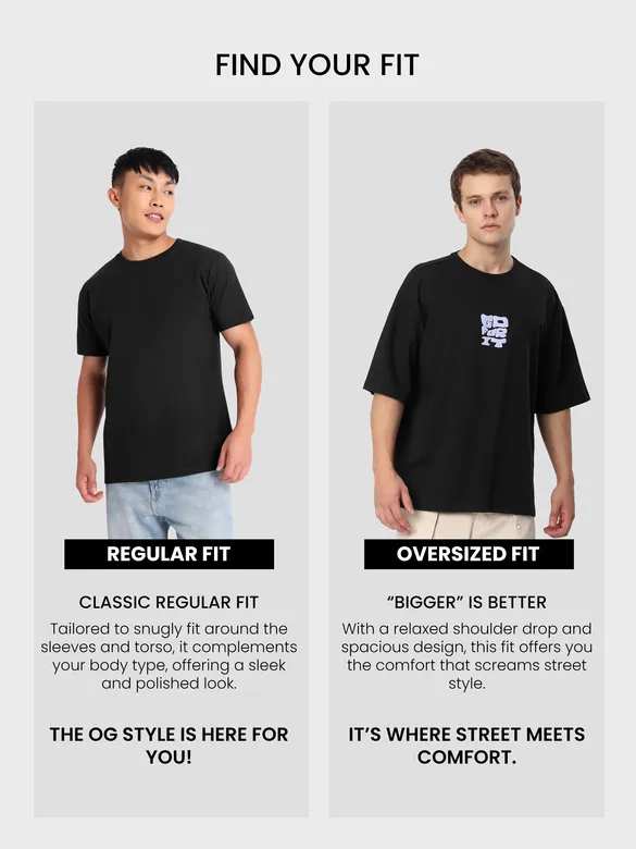 Black Go For It Puff Print Oversized T-shirt