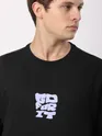 Black Go For It Puff Print Oversized T-shirt