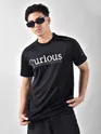 Black HD Embroidered Dual Sleeves Oversized T-Shirt