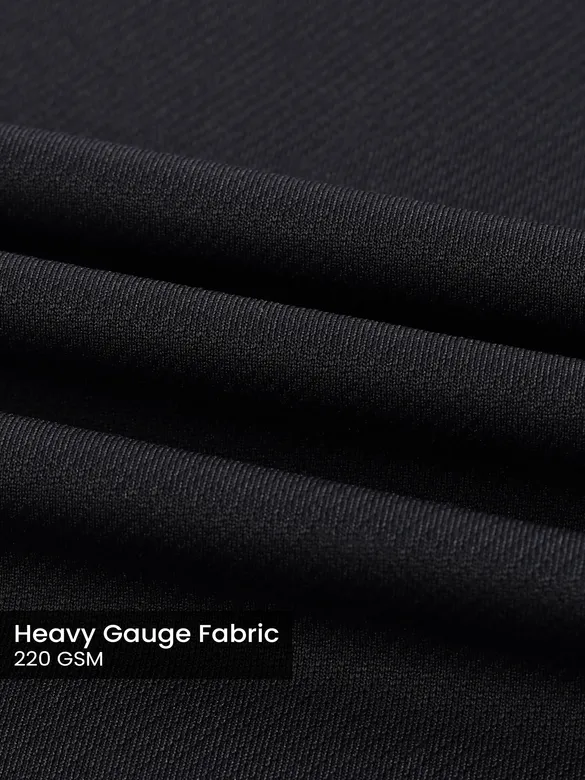 Black HD Embroidered Dual Sleeves Oversized T-Shirt