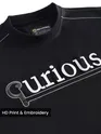 Black HD Embroidered Dual Sleeves Oversized T-Shirt