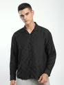Black Jacquard Cuban Shirt
