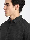 Black Jacquard Round Textured Shirt