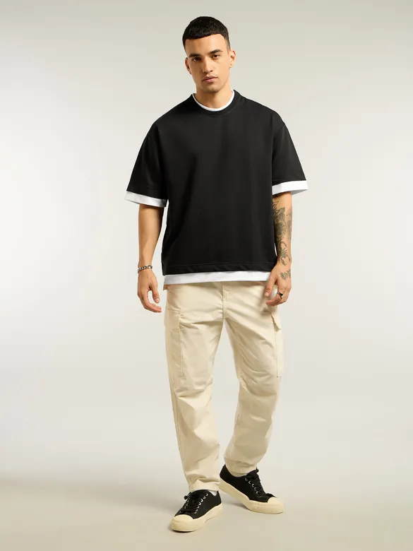 Black Jersey Knit Oversized T-Shirt