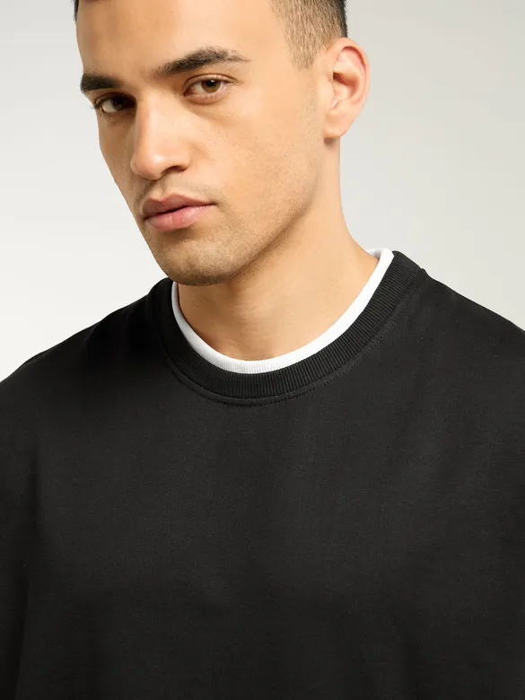 Black Jersey Knit Oversized T-Shirt