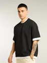 Black Jersey Knit Oversized T-Shirt