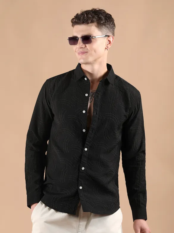 Black Laser Cut Shirt