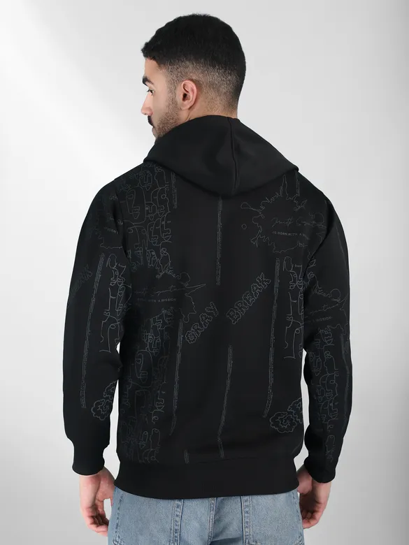 Black Mission Doodle Printed Hoodie