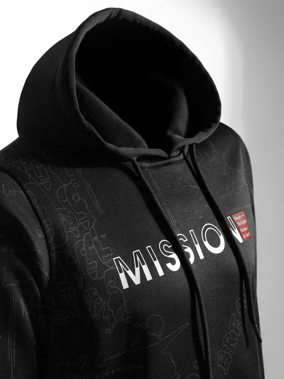 Black Mission Doodle Printed Hoodie