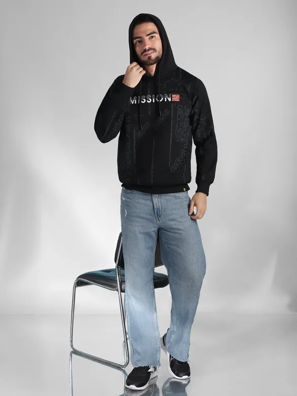 Black Mission Doodle Printed Hoodie