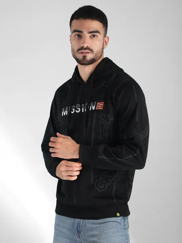 Black Mission Doodle Printed Hoodie