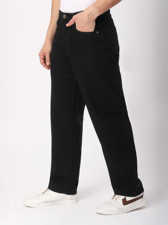 Black Over Dyed Baggy Fit Jeans