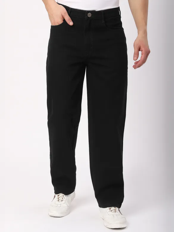 Black Over Dyed Baggy Fit Jeans