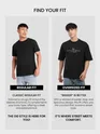 Black Peace Printed Ribbed Edge Oversized T-Shirt