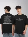 Black Peace Printed Ribbed Edge Oversized T-Shirt