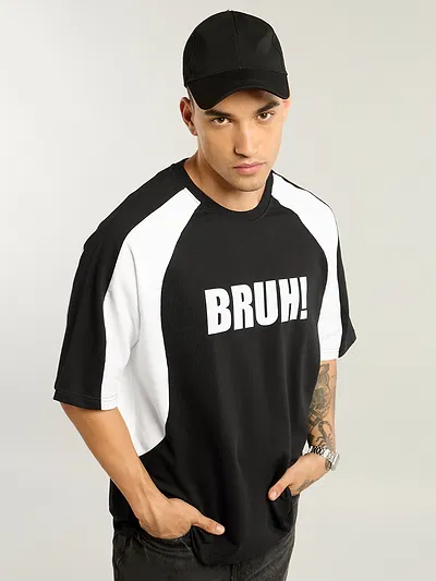 Black Raglan Sleeves Oversized T-Shirt