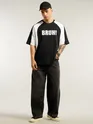 Black Raglan Sleeves Oversized T-Shirt