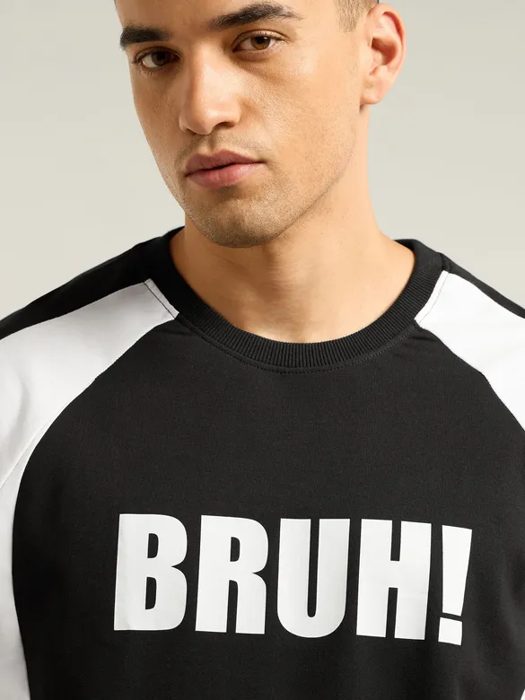 Black Raglan Sleeves Oversized T-Shirt