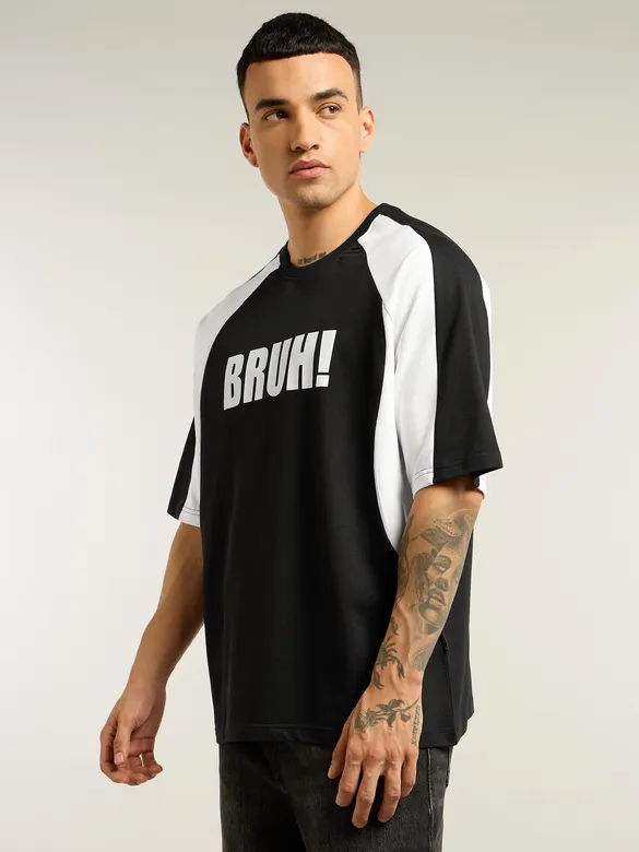 Black Raglan Sleeves Oversized T-Shirt