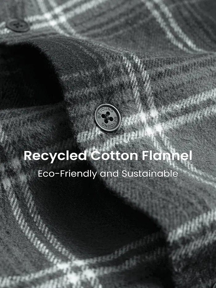 Black Recycled Check Flannel Shirt