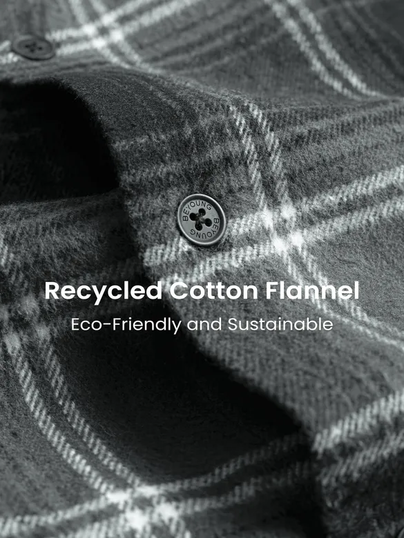Black Recycled Check Flannel Shirt