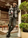 Black Recycled Check Flannel Shirt